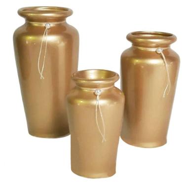Imagem de Trio Vasos Jad Urna Em Cerâmica De Aparador Gold