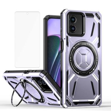 Imagem de Capa de celular compatível com Motorola Moto G Stylus 5G 2023 e protetor de tela de vidro temperado, suporte de anel de metal, suporte à prova de choque, GStylus G5 XT2317DL XT2315-5, capa para