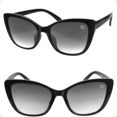 Imagem de Óculos de Sol Feminino Gatinho Quadrado Acetato Preto, Lentes Polarizadas UV400 Anti-UV + Case
