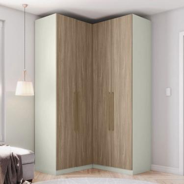 Imagem de Guarda-Roupa Solteiro Modulado Seletto 4 Portas 3 Gavetas Me27 Areia/Jequitibá - Henn