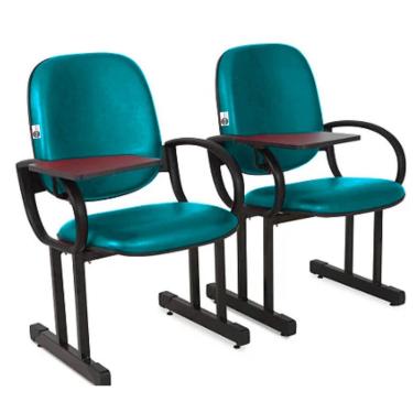Imagem de 02 Cadeiras Escolar para Auditório e Escolas com Prancheta Linha Dallas Auditório Verde