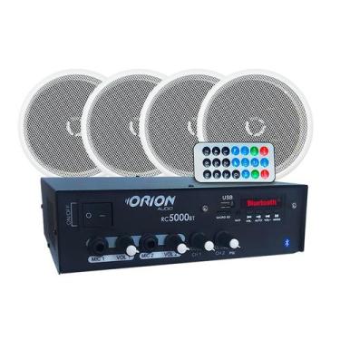 Imagem de Kit Receiver Bluetooth Som Ambiente + 4 Caixas De Embutir - ORION
