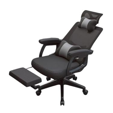 Imagem de Lzyjckh Cadeira de computador de malha respirável Cadeiras de tarefas giratórias com apoio de pé Presidente do escritório ergonômico Para casa, escritório, jogo,Black