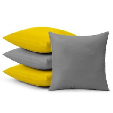 Imagem de Kit 4 Almofadas Cheias Decorativas 0,40cm x 0,40cm(AMARELO-CINZA)
