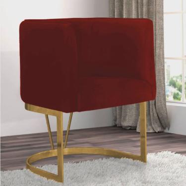 Imagem de Poltrona Cadeira Aurora Luxo Confort Industrial Ferro Dourado Veludo Bordô - Ahz Móveis