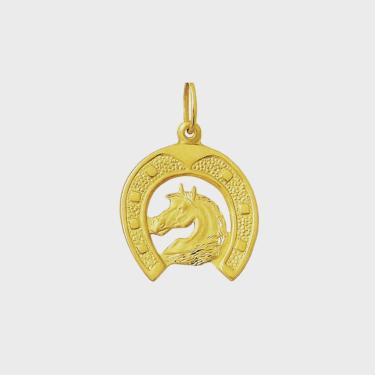 Imagem de Pingente Ouro 18K Ferradura Cabeça de Cavalo Grande K190