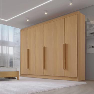 Imagem de Guarda Roupa Casal Mdf 6 Portas 6 Gavetas 1 Gaveta Com Chave Dobradiça Slow