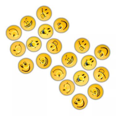 Imagem de Kit 20 Imãs Emojis 2cm magnético animado geladeira lousa quadro mural 
