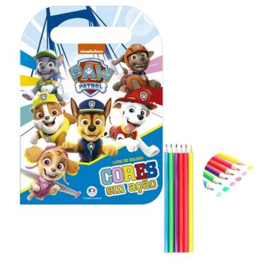 Imagem de Kit 1 Livro De Colorir Paw Patrol E 6 Lápis De Cor Neon