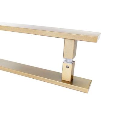 Imagem de Puxador Porta Duplo Em Aço Inox 40 Cm Modelo Flat Dourado - DECORPLACE