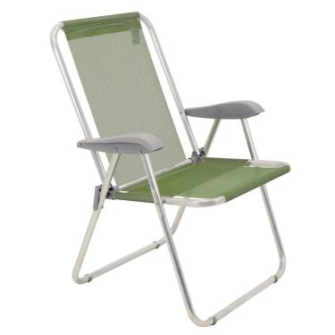 Imagem de Cadeira de Praia Tramontina Creta Master em Alumínio com Assento Verde Oliva