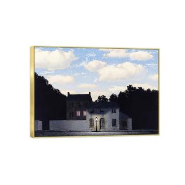 Imagem de BMZFYBS Impressão em tela famosa - Imagens de moldura dourada para sala de estar - Pintura de arte de parede moderna - Império das Luzes 3-Reprodução 50x70cm20x27in