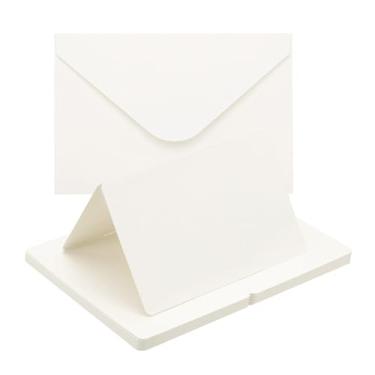 Imagem de PATIKIL Cartões e envelopes em branco 10 x 15 cm, conjunto de 50 cm x 15 cm de espessura, cartolina dobrada em branco e envelopes imprimíveis, cartões comemorativos para convites de casamento
