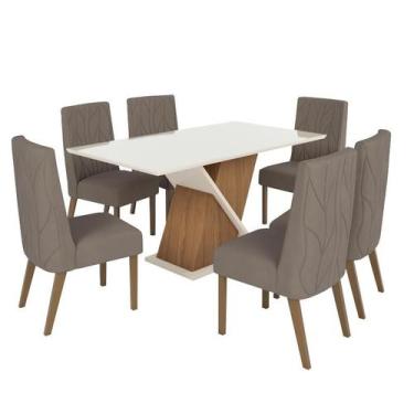 Imagem de Mesa Jantar Solus 160 6 Cadeiras Eloa Amendoa - Henn