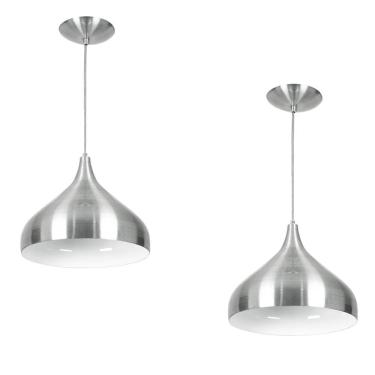 Imagem de Kit 2 Lustres Pendente Aladim Escovado 24cm