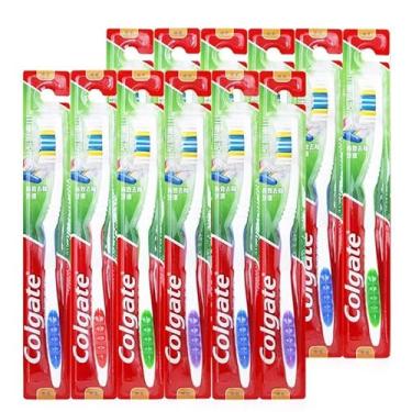 Imagem de UQABS Pacote com 12 escovas de dentes médias, rígidas, cabeça inteira, extra limpa, lote a granel