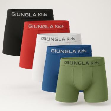 Imagem de Kit 5 Cuecas Boxer Box Infantil Microfibra Giungla, Lisa e Estampadas,
