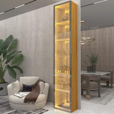 Imagem de Cristaleira Torre Luminare Reflecta LED 100% MDF Naturale - Gelius