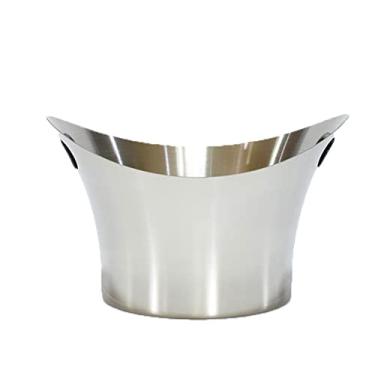 Imagem de AKALNNB Balde de gelo 9l/2,3 galões 304 aço inoxidável balde de gelo champanhe balde de gelo com alça para Whisky Wine Beer Bar Party Cooler (prata)