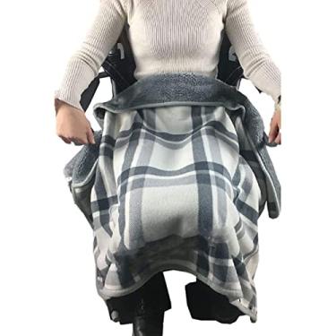 Imagem de EHVYBDX Cobertor para cadeira de rodas capa de aquecedor para cadeira de rodas confortável cobertor de lã/xaile xadrez cobertor de camada dupla cobertor de escritório cobertor quente de inverno