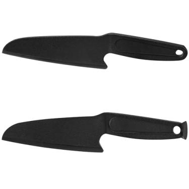 Imagem de Faca de nylon para frigideiras antiaderentes, 2 facas infantis profissionais e seguras, antiaderente resistente ao calor, melhor para cortar pizza, pão, bolos, queijo, torta, etc. (2 pentes - preto)