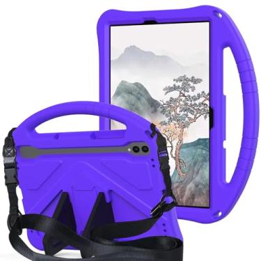 Imagem de Capa compatível com Samsung Galaxy Tab S10 FE 11 polegadas Tablet SM-X520 SM-X526B Capa à prova de choque Capa leve de EVA para tablet com alça ajustável Capa protetora para crianças(Purper)