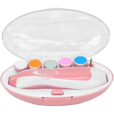 Imagem de Lixador de Unhas Elétrico para Bebê com 6 Lixas + Luz LED - Aparador Seguro Infantil e Adulto - Kit Completo com Estojo (Rosa)