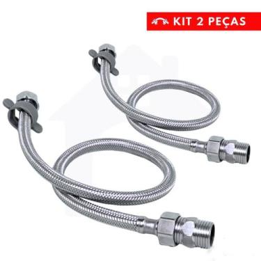 Imagem de kit Mangueira Flexível de Aço Inox Ducha Higiênica 60cm - JOCENTER, 2 