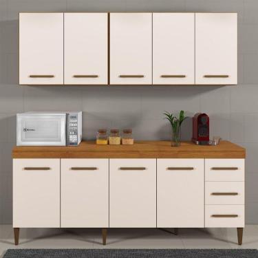 Imagem de Cozinha Completa 9 Portas E 3 Gavetas Atenas Naturalle Com Off White