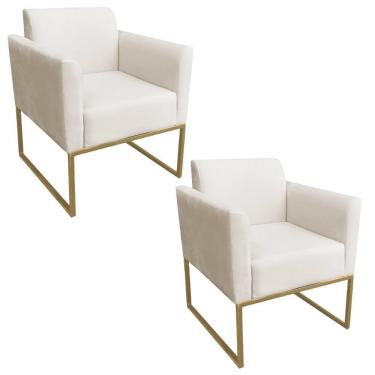 Imagem de Kit 2 Poltronas Decorativas Industrial Dourada S03 Bege