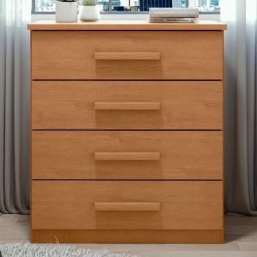 Imagem de Cômoda Baião Com 4 Gavetas Corrediças Telescópicas Lopas Amendoa Clean