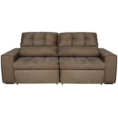 Imagem de Sofá 4 Lugares Com Assento Retrátil Encosto Reclinável E Tecido Veludo Plush Tabaco