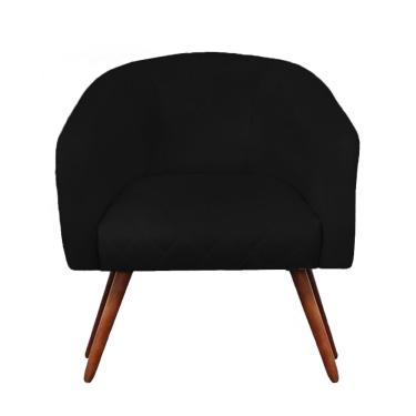 Imagem de Poltrona Bianca Com Tressê Suede Preto Pés Palito Castanho - D'rossi