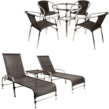 Imagem de Kit Jogo De 4 Cadeiras E Mesa Floripa Trama Original Tabaco