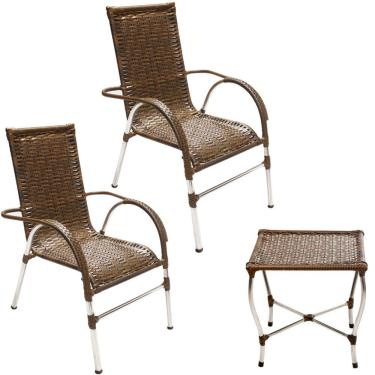 Imagem de Cadeiras E Mesa De Centro Para Varanda E Piscina Trama Argila