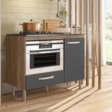 Imagem de Armário Para Cooktop 4 Bocas 1 Porta Carvalho Nature Cinza Fit Nicioli