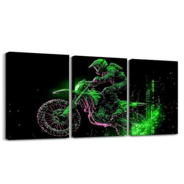 Imagem de Feelyou Pintura de parede de bicicleta suja infantil pôsteres corrida motocross arte de parede para sala de estar quarto motocicleta imagem decoração de parede meninos meninas esportes radicais