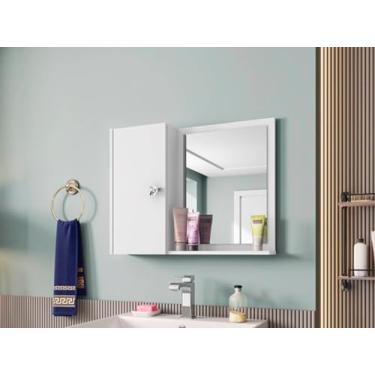 Imagem de Espelheira Armario Genova Suspenso Para Banheiro Com Porta - JM3 Moveis (Branco)