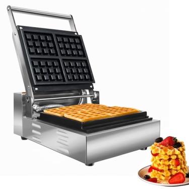 Imagem de Li Zhen Máquina De Waffle Comercial, Redonda Antiaderente Elétrica, Mini Para Waffles Clássicos, Ferro Panquecas Quadradas, 4 Fatias, Infantil