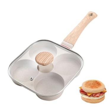 Imagem de JUSTUP Frigideira Antiaderente Para Ovos, Com Divisão Grelha, Alça Resistente Ao Calor, 3 Seções, Omelete Café Da Manhã, Ovo, Bacon E Hambúrgueres