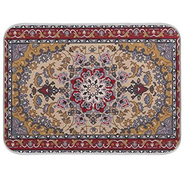 Imagem de ElliTarr Tapete De Secagem Louça Boho Retro Para Bancada Cozinha, Escorredor Microfibra Absorvente Pequeno, Almofada Resistente Ao Calor 16X18