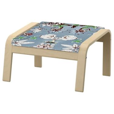 Imagem de Vepping Lude Substituição de capa de poltrona Pattened com forro acolchoado, serve para poltrona IKEA Poäng, 100% algodão, almofada não incluída (azul serenidade, apoio para pés tipo 2)