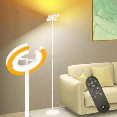 Imagem de EPABINA Luminária De Chão Torchiere Para Quarto, 75,5" Altura, Canto, Sala Estar, Com Luzes Circulares Giratórias, Luz Led Brilhante Regulável 36 W, Controle Remoto, Leitura E Escritório
