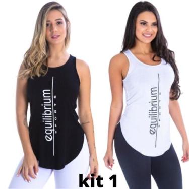 Imagem de kit com 2 Camisetas Regatas Blusas Femininas Viscolycra Fitness Atleta