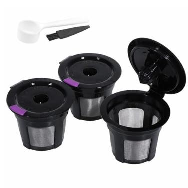 Imagem de Eaykee Filtros de café reutilizáveis – 3 pacotes de cápsulas de café compatíveis com cafeteiras Keurig Machines 2.0 e 1.0 – Fit K Elite K Classic K Compact K Latte K Select (Preto)