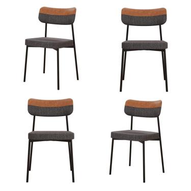 Imagem de Cadeira Mynna Fixa C/4 Pes 525 X 470 X 790 Mm C/4 Un. Crt.grafite/courino Caramelo Crt Grafite/courino Caramelo