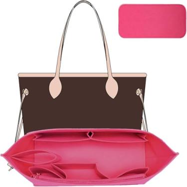 Imagem de OAikor Inserção organizadora de bolsa com modelador de base compatível com Neverfull MM, C.oach City 33, G.oyard PM e mais, organizador de bolsas para bolsas de luxo, G/rosa