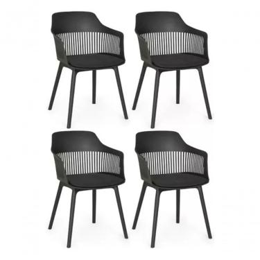 Imagem de Kit 4 Cadeiras Estofada Jantar Cozinha Marcela - Preto