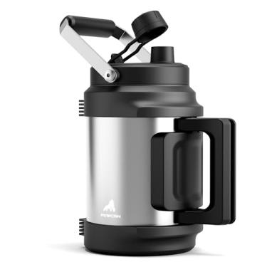 Imagem de Garrafa de água de aço inoxidável de 1,814 g para acampamento: tampa de bico de canudo 2 em 1, alça dupla, à prova de vazamento, mantenha frio 48H, jarro de água isolado de meio galão para atividades