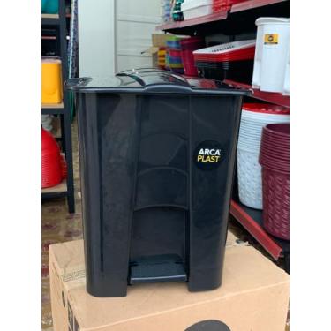 Imagem de Lixeira quadrada 14lts c/ pedal preto - ARCA PLAST, Preto